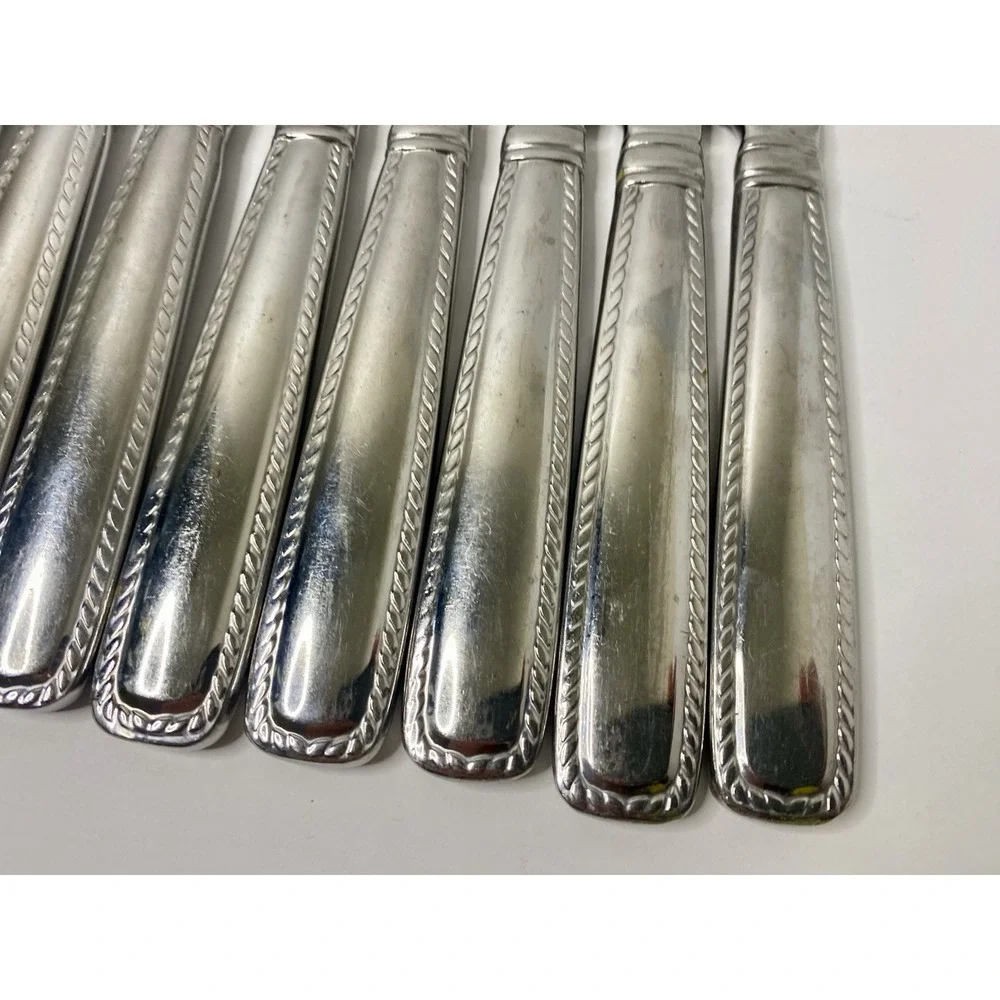 10 Reed & Barton BARRETT Rope Feathered Edge Stainless Steak Knives 9 3/8